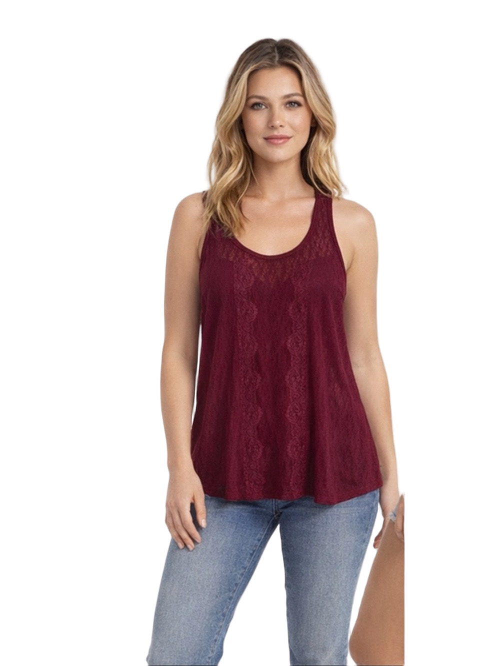 Vanity maroon patterned sheer y2k racerback tank top